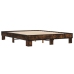 Estructura cama madera ingeniería metal roble ahumado 150x200cm