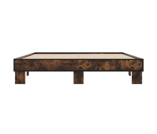 Estructura cama madera ingeniería metal roble ahumado 150x200cm