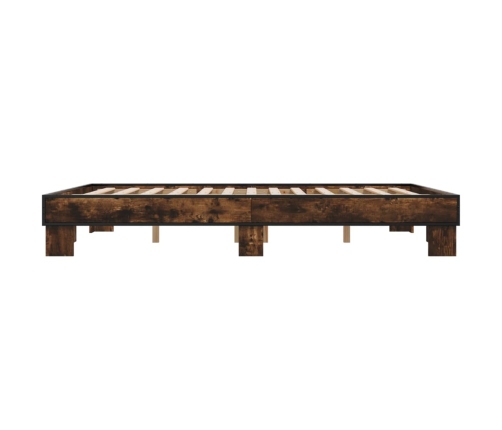 Estructura cama madera ingeniería metal roble ahumado 150x200cm
