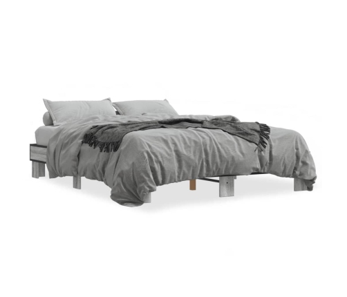 Estructura cama madera ingeniería metal gris Sonoma 150x200 cm