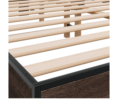 Estructura cama madera ingeniería metal marrón roble 150x200 cm