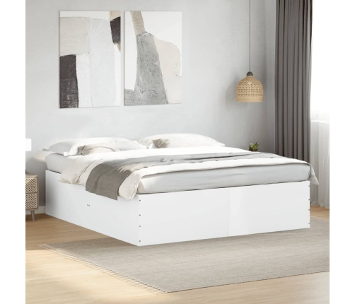 Estructura de cama madera de ingeniería blanca 200x200 cm