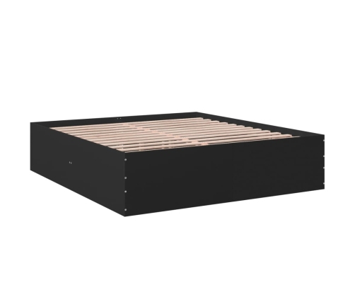 Estructura de cama madera de ingeniería negra 200x200 cm