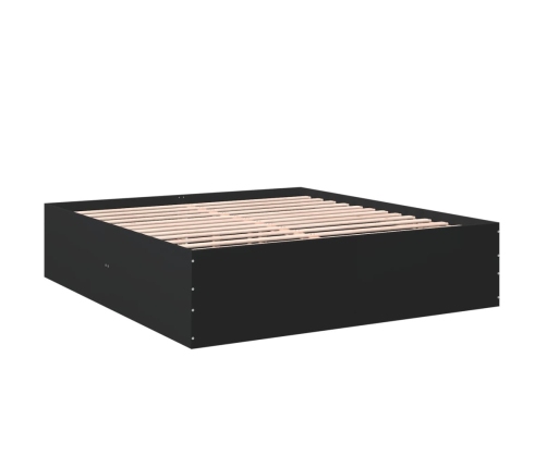 Estructura de cama madera de ingeniería negra 200x200 cm