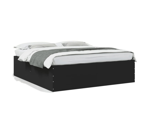 Estructura de cama madera de ingeniería negra 200x200 cm