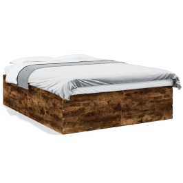 Estructura de cama madera de ingeniería roble ahumado 160x200cm