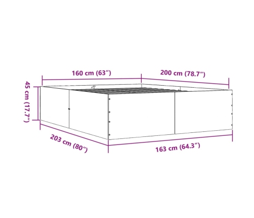 Estructura de cama madera de ingeniería gris Sonoma 160x200 cm