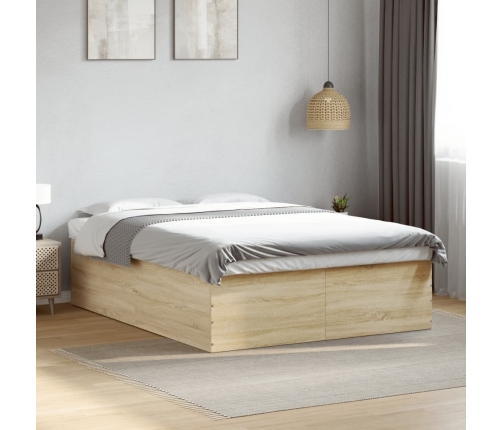 vidaXL Estructura de cama madera de ingeniería roble Sonoma 150x200 cm