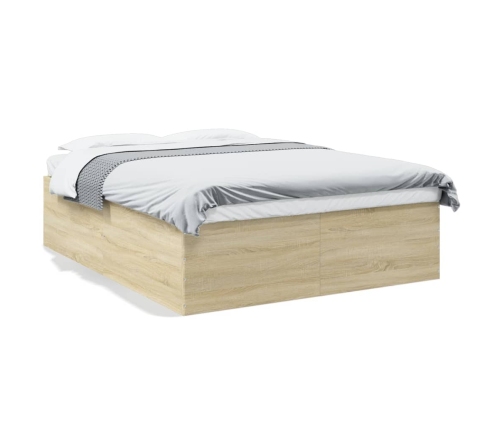 vidaXL Estructura de cama madera de ingeniería roble Sonoma 150x200 cm