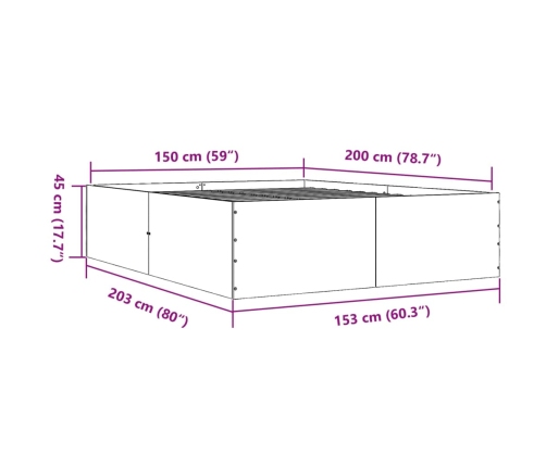 Estructura de cama madera de ingeniería marrón roble 150x200 cm