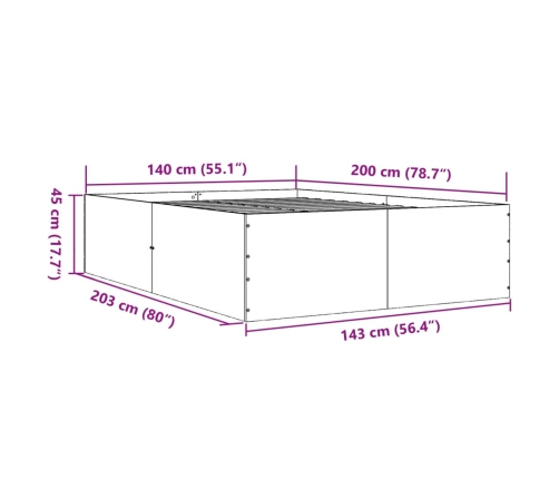 Estructura de cama madera de ingeniería blanca 140x200 cm