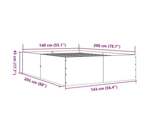 Estructura de cama madera de ingeniería negra 140x200 cm