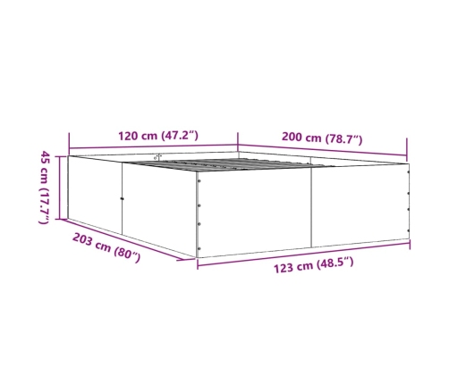 Estructura de cama madera de ingeniería gris hormigón 120x200cm