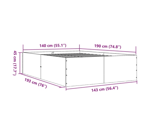 Estructura de cama sin colchón blanco 140x190 cm