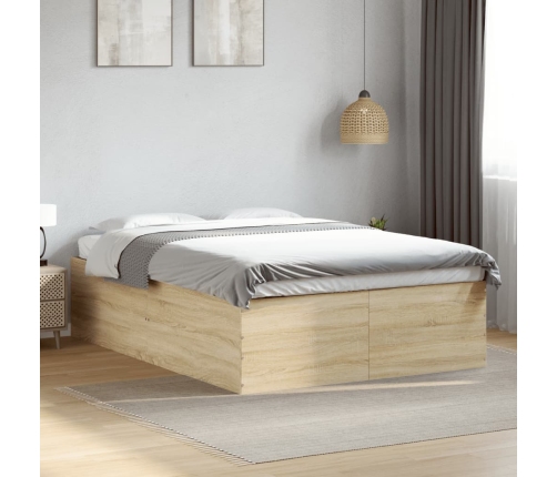 vidaXL Estructura de cama madera de ingeniería roble Sonoma 140x190 cm