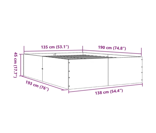 Estructura de cama madera de ingeniería blanca 135x190 cm