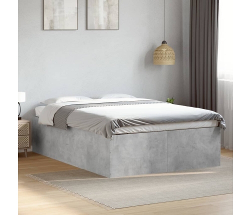 vidaXL Estructura de cama madera de ingeniería gris hormigón 135x190cm