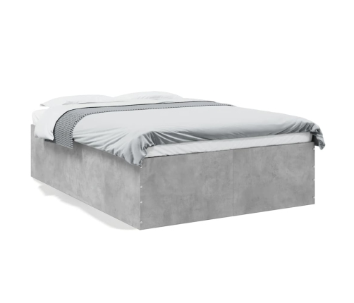 vidaXL Estructura de cama madera de ingeniería gris hormigón 135x190cm