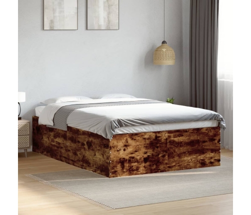 Estructura de cama madera de ingeniería roble ahumado 135x190cm