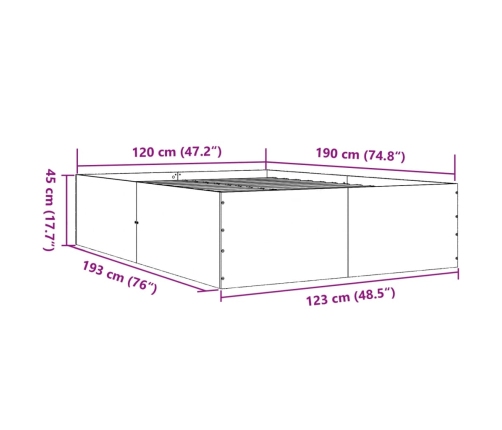 Estructura de cama madera de ingeniería roble Sonoma 120x190 cm