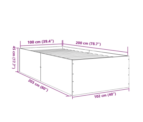 Estructura de cama madera de ingeniería blanca 100x200 cm