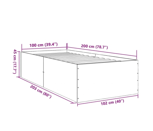 Estructura de cama madera de ingeniería negra 100x200 cm