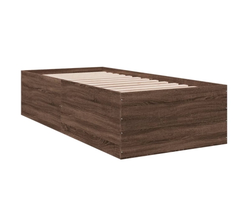 vidaXL Estructura de cama madera de ingeniería marrón roble 100x200 cm