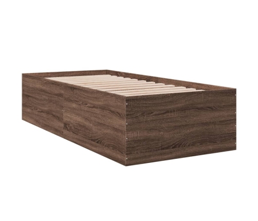 vidaXL Estructura de cama madera de ingeniería marrón roble 100x200 cm