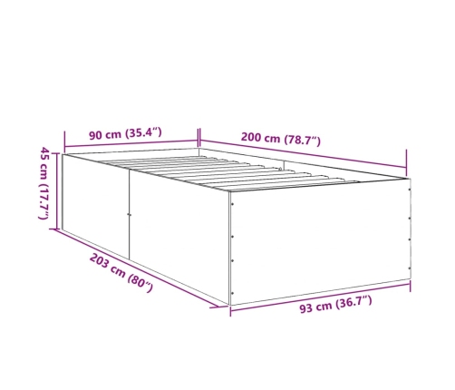 Estructura de cama madera de ingeniería blanca 90x200 cm