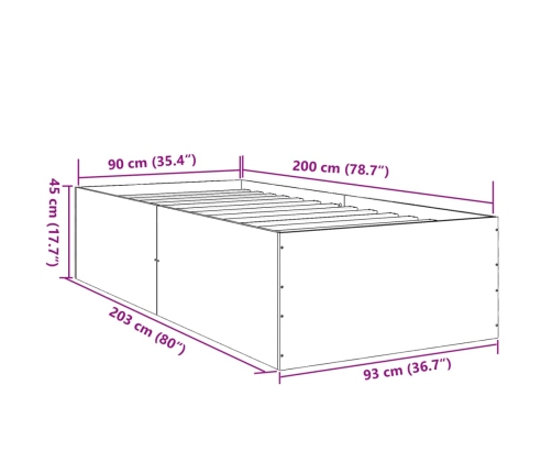 Estructura de cama madera de ingeniería roble Sonoma 90x200 cm