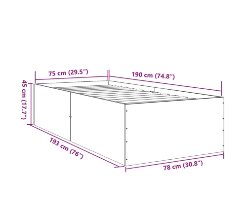 Estructura de cama madera de ingeniería blanca 75x190 cm