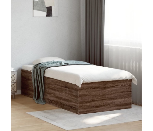 Estructura de cama madera de ingeniería roble marrón 75x190 cm