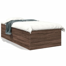 Estructura de cama madera de ingeniería roble marrón 75x190 cm