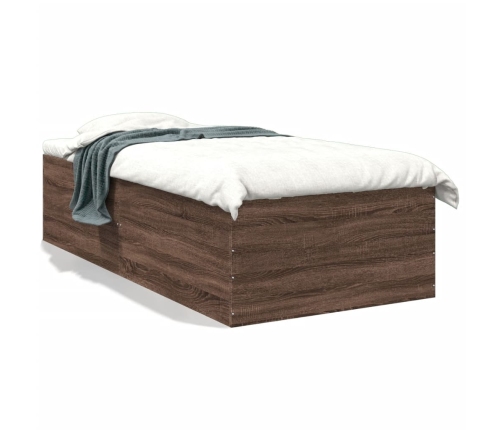 Estructura de cama madera de ingeniería roble marrón 75x190 cm