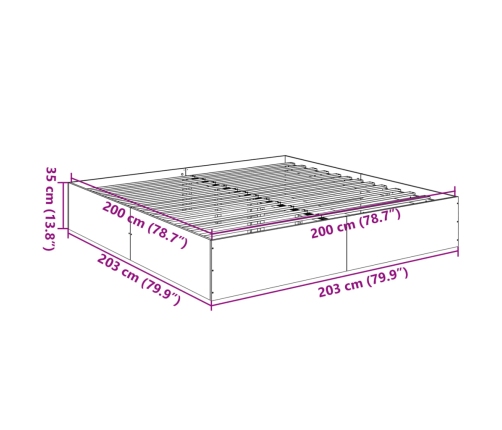 Estructura de cama madera de ingeniería gris Sonoma 200x200 cm