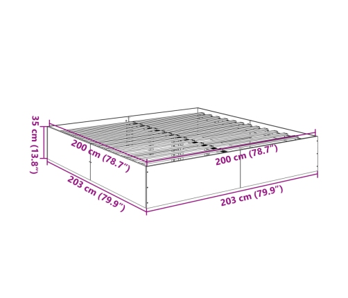 Estructura de cama madera de ingeniería marrón roble 200x200 cm