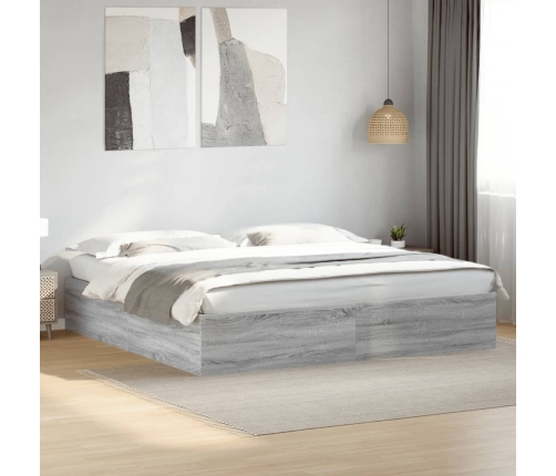 Estructura de cama madera de ingeniería gris Sonoma 180x200 cm