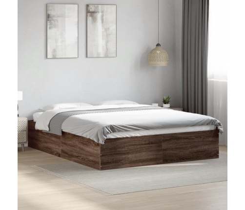 Estructura de cama madera de ingeniería marrón roble 150x200 cm