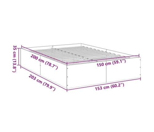 Estructura de cama madera de ingeniería marrón roble 150x200 cm