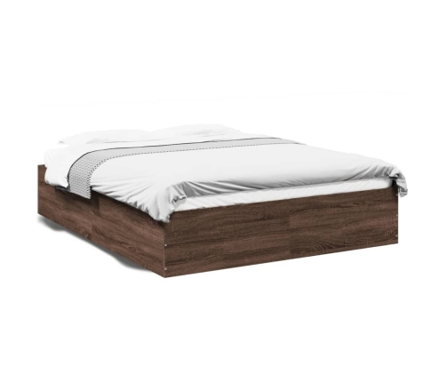 Estructura de cama madera de ingeniería marrón roble 150x200 cm