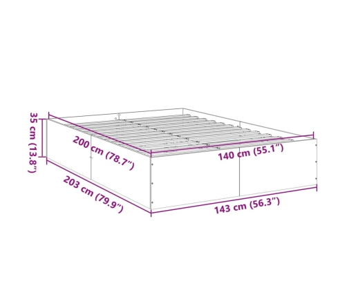 Estructura de cama madera de ingeniería gris hormigón 140x200cm