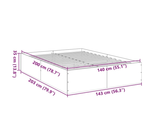 Estructura de cama madera de ingeniería gris Sonoma 140x200 cm