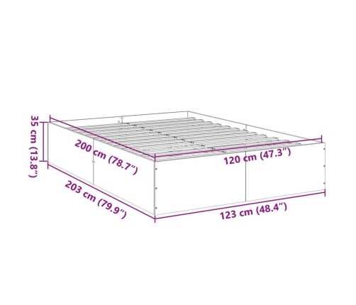 Estructura de cama madera de ingeniería roble ahumado 120x200cm