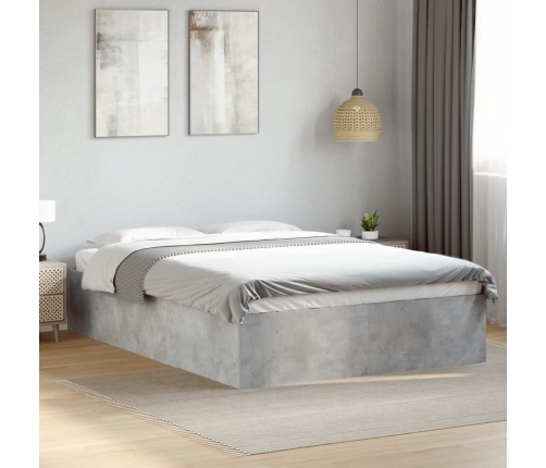 vidaXL Estructura de cama madera de ingeniería gris hormigón 140x190cm