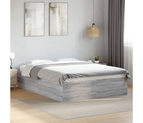 Estructura de cama madera de ingeniería gris Sonoma 140x190 cm