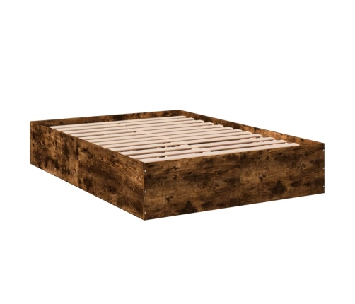 Estructura de cama madera de ingeniería roble ahumado 135x190cm