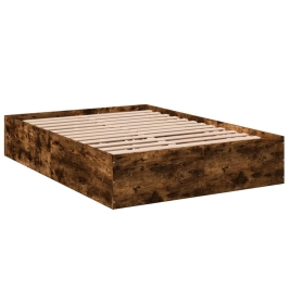 Estructura de cama madera de ingeniería roble ahumado 120x190cm