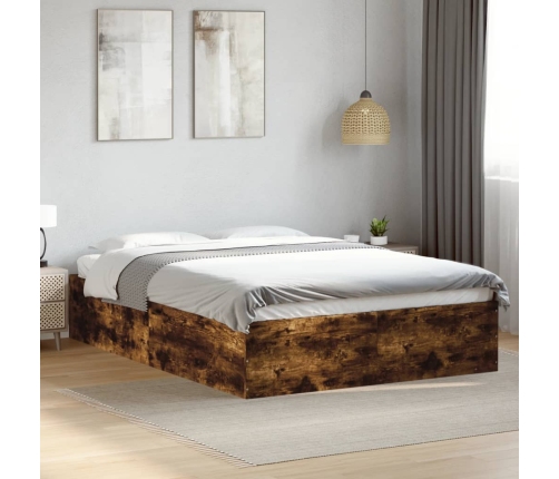 Estructura de cama madera de ingeniería roble ahumado 120x190cm