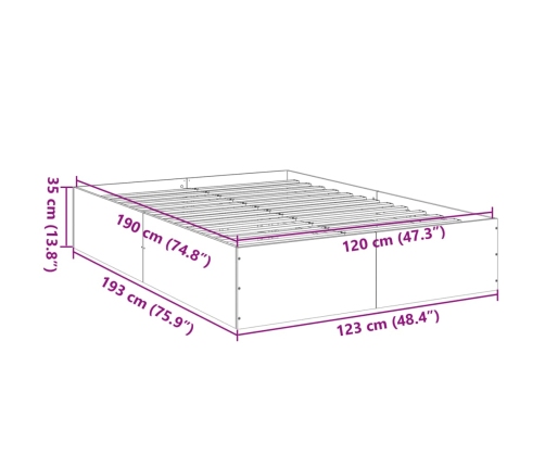 Estructura de cama madera de ingeniería roble ahumado 120x190cm
