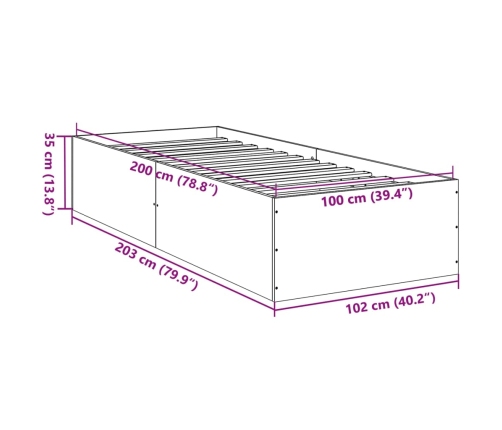 Estructura de cama madera de ingeniería blanca 100x200 cm